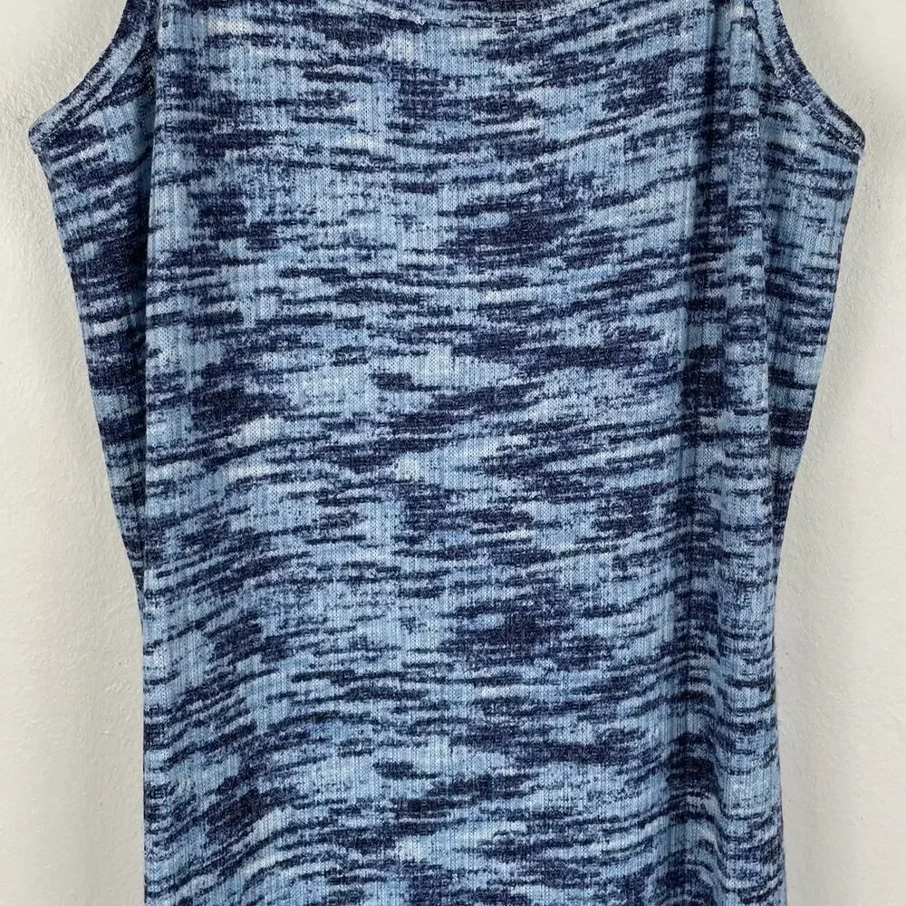 Freshman Rib Knit Midi Tank Dress In Blue Spacedye Stripe Size Small Sleeveless